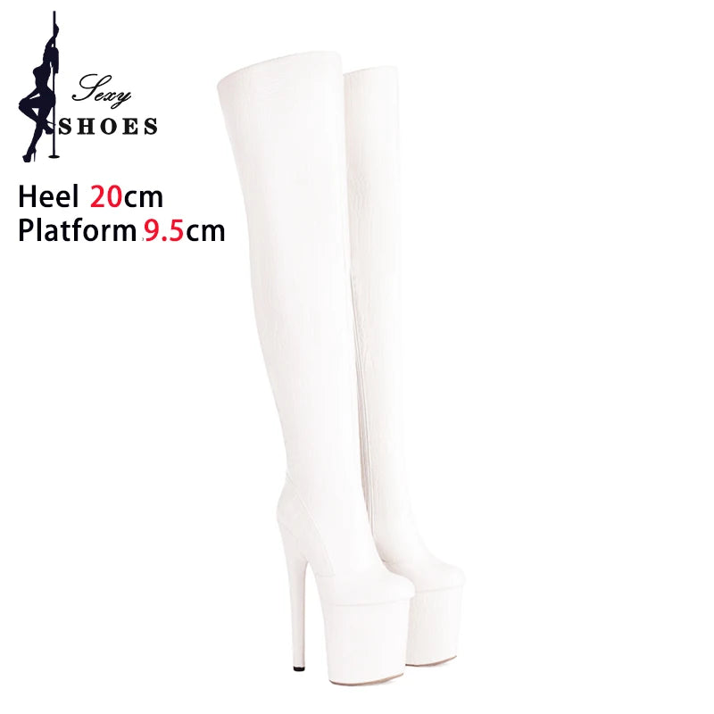 Comfort Platform Emboss High Heels High-quality Pole Dancer Shoes Women Over-the-Knee Boots