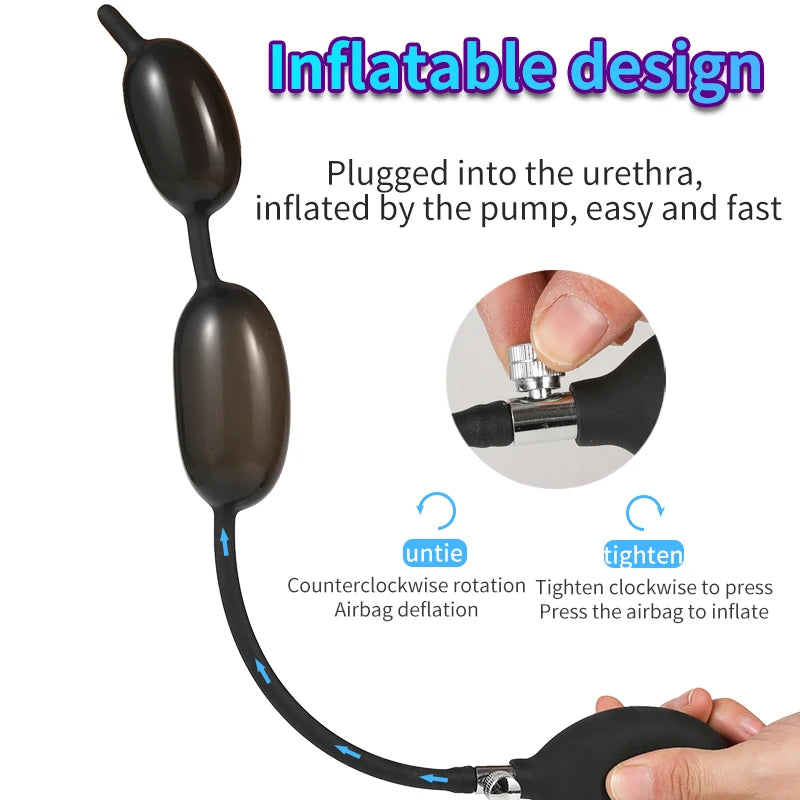 Double Ball Soft Silicone Inflatable Urethral Dilator Sounds Rods Urethra PUMP Sounding Sex Toys for 18+ Men Penis Plug Massager