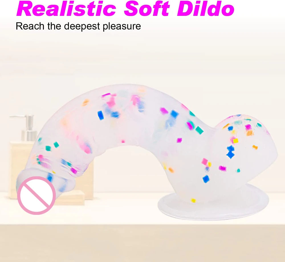 Realistic Clear Silicone Confetti Dildo