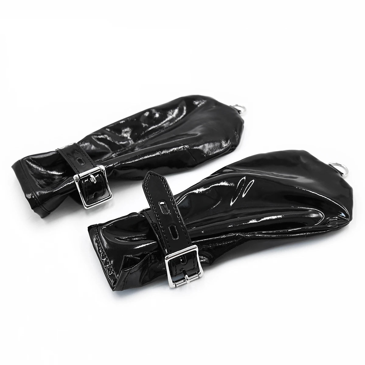 Black Leather Bondage Restraint Mittens