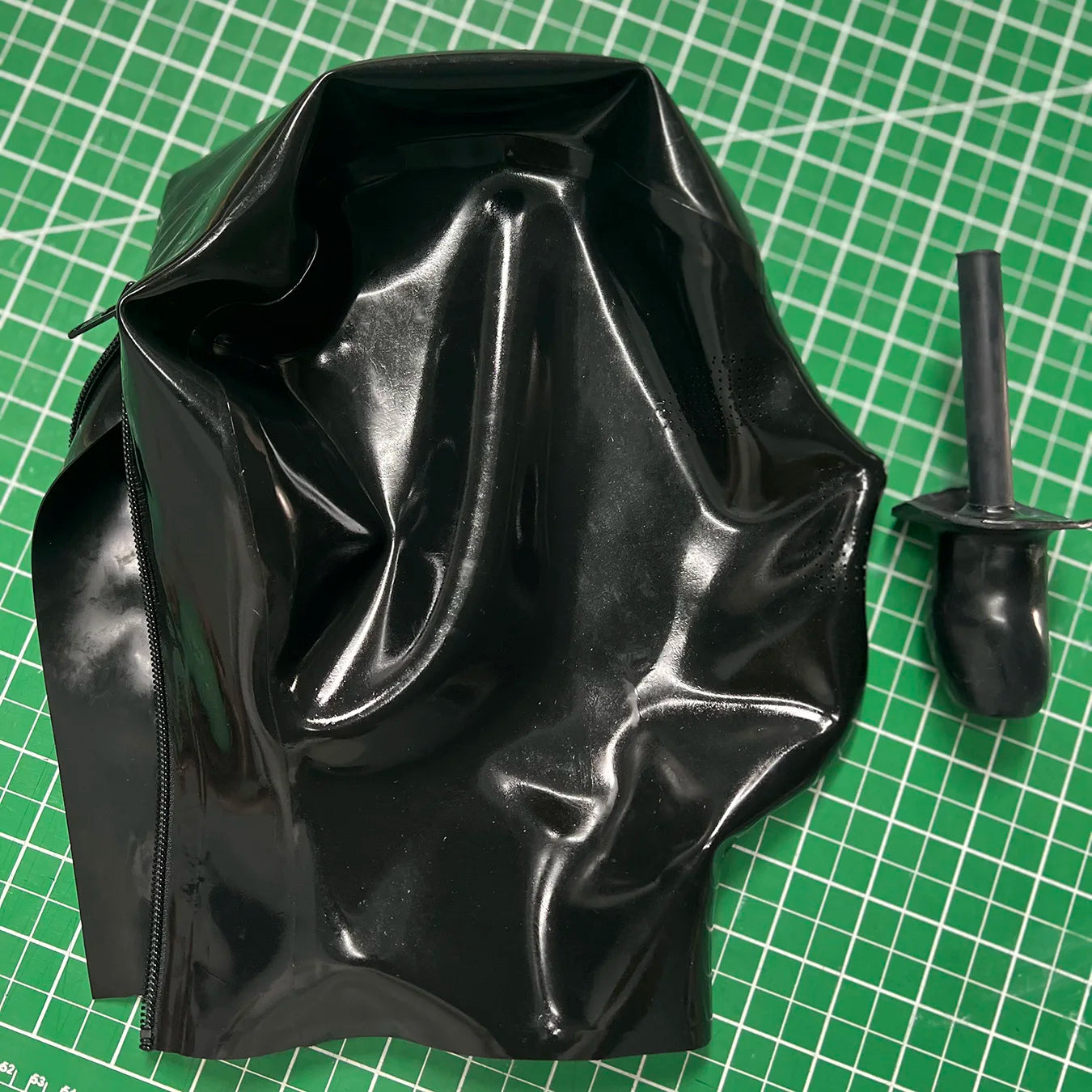 Latex Rubber Hood Fetish Mask With Mouthpiece breathing tube