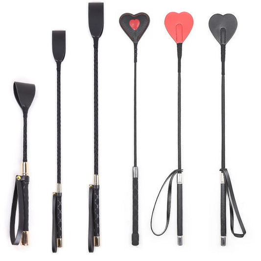 Leather Cosplay Bondage Whip, Crop Spanking Horse Riding Flogger Flapper Cane SM Sex Toys For Couples