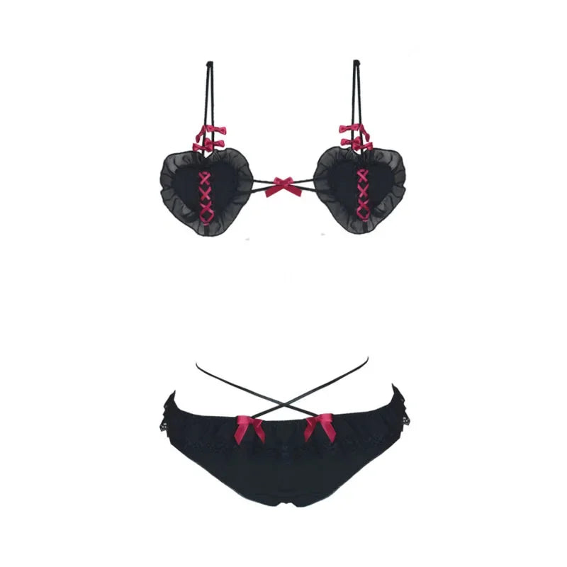 Erotic Sexy Demon Bra Panty Lingerie Set