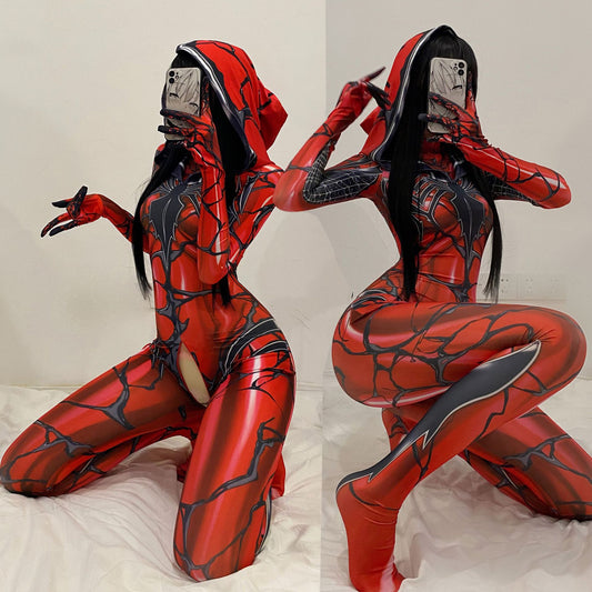 Halloween Cosplay Costume Female Zipper Crotch Sexy Lingerie Bodysuit