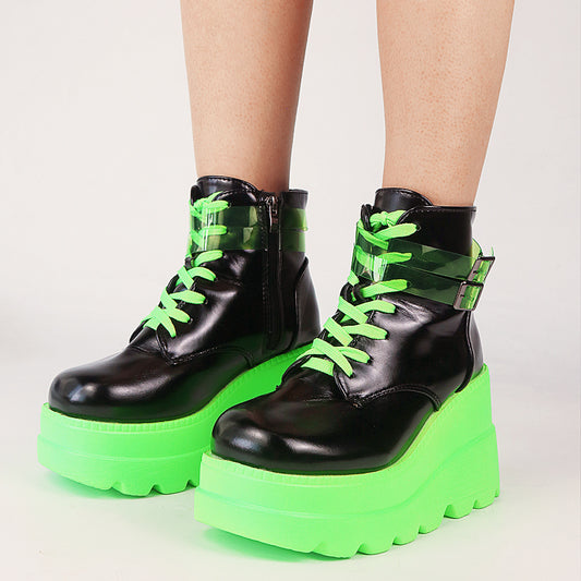 Women's Dark Gothic Wedge Platform Ankle Boots