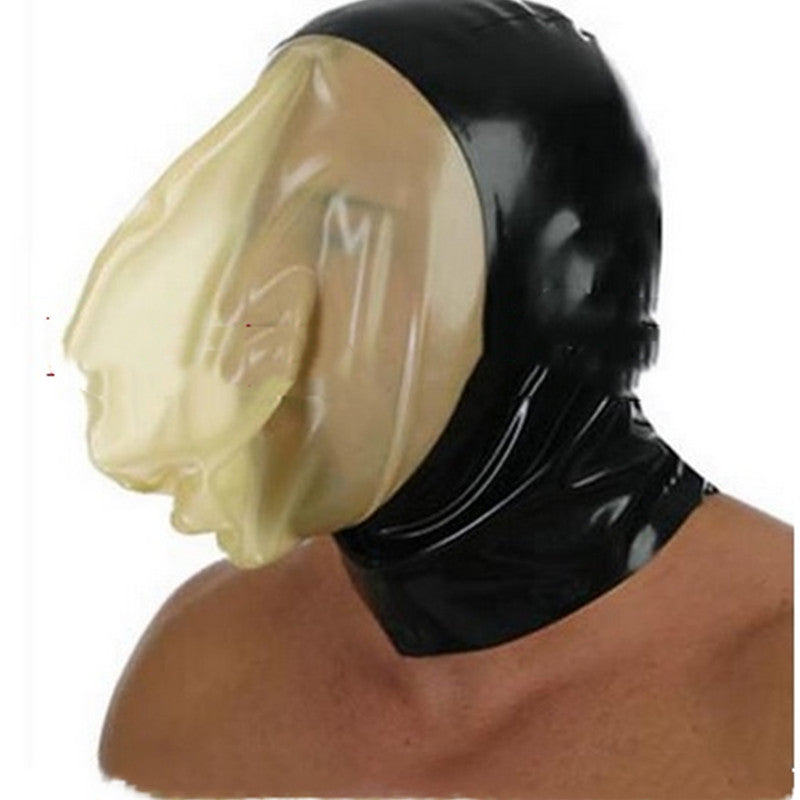 Male And Female Latex Headgear Mask With Zipper