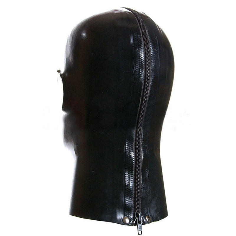 Latex Full Head Headgear Mask With Zipper