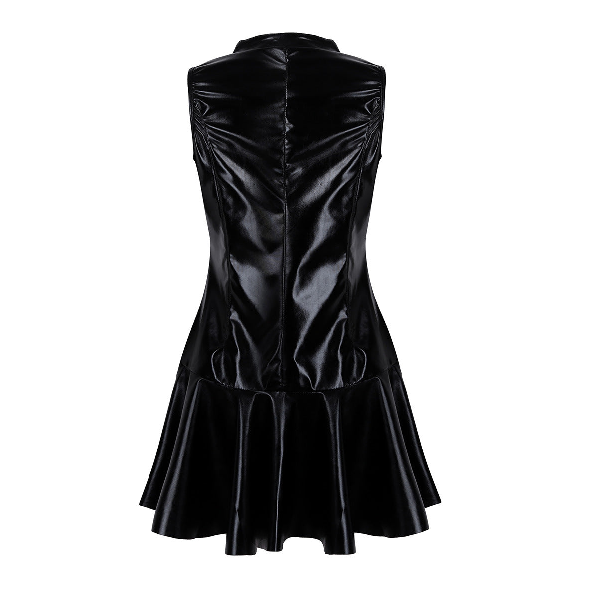 Patent Leather Halter Cut-out Wet Look Dress